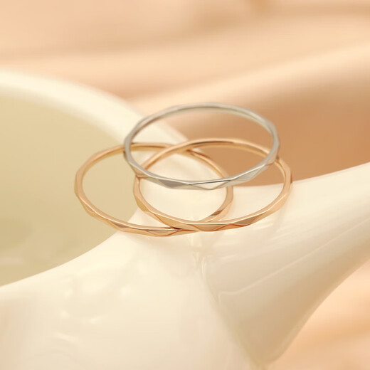 Fat Donglai's same style 18k rose gold plain ring water ripple thin titanium steel fashion personality niche design website rose gold No. 3