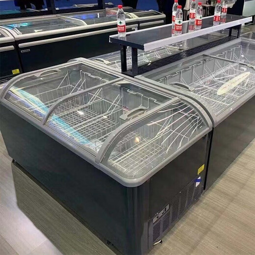 
AUCMA commercial freezer island cabinet horizontal display cabinet large capacity quick freezer 1.8/2.0 meters glass door Supermarket combination freezer ice cream ice cream refrigerator 653L end table curved glass 1650*754*830