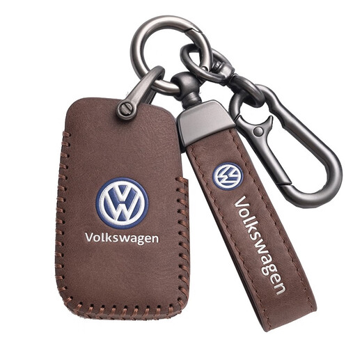 COOSTE Volkswagen Sagitar Lavida Key Case Passat Golf 678 Bora ID346 Tanyue X Tiguan L Sac de boucle auto A ACCORDE BROWNE-BROWNE [Volkswagen Huile en cuir]