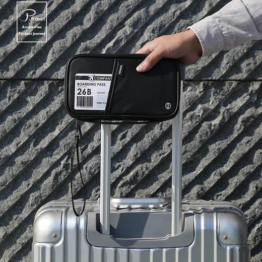 POTRAVEL.DESIGN Overseas travel passport bag, RFID shielding anti-theft card bag, ticket holder, document bag, family document storage bag, black