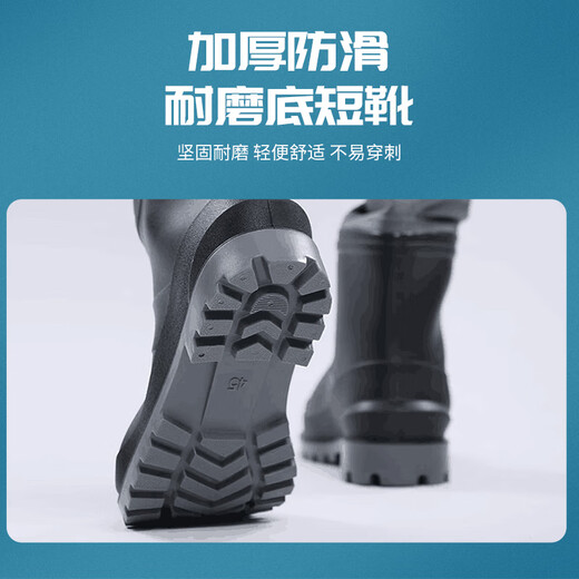 熊火尼龙下水裤水鞋连体全身水库半身皮裤男皮叉捉抓鱼防水衣雨裤雨鞋 卡其色【3D尼龙款】 42
