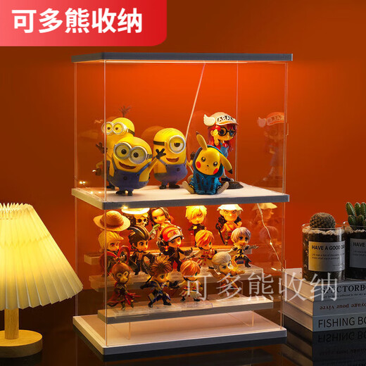 Ouoety Blind Box Displinet Cabinet Blind Box Aufbewahrungsbox mit hellweißem Displaybox Staubdicht transparent Bausteine Große Deckenleuchte + Leiter großes Deckenlicht mit Leiter 3 -schichtiger Modell 6636dt