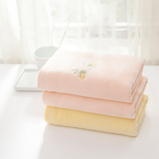 Jieliya Classe A Xinjiang Cotton Serviette pure Coton PAS Twist Broidered Facial Turf 6223A Boîte cadeau de serviette en option Tournure jaune 1 95G