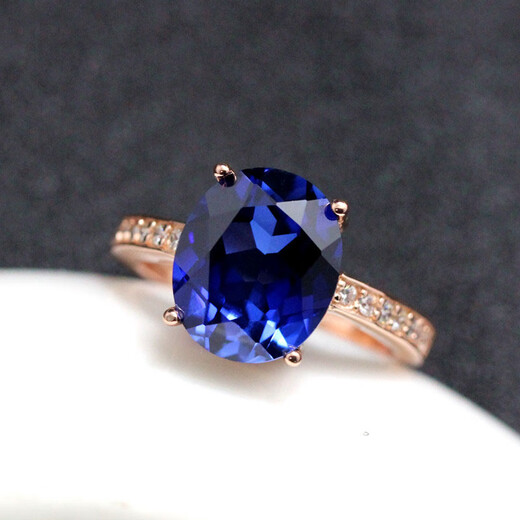 High quality tanzanite sapphire ring, simple women's model, tanzanite white gold (main stone 6X8mm)
