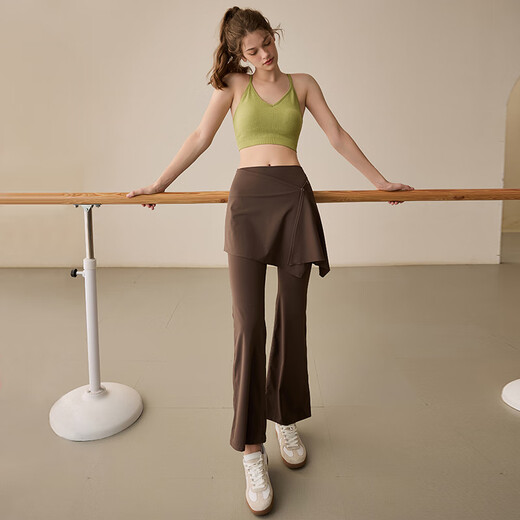 LULULMCCTN yoga culottes for women in autumn new style Pilates professional training sports running fitness boot-cut pants milky white two-piece set/detachable culottes M