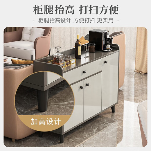 Kenosu tea cabinet, side cabinet, storage cabinet, living room wall storage cabinet, light luxury tea cabinet, storage rack, storage cabinet, meal cabinet, recommended [four doors and one drawer] sky gray 120*30*84