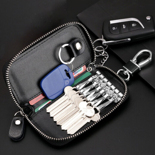 NAICHITE 2025 Новая Zipper с большой емкостью клавиши клавиши Men's Head Layer Cowhide Multifunction Practical Car Lock Royal Blue (6 кнопок для версии вставки карты)