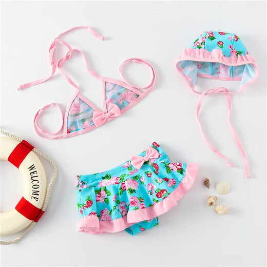 
Jingga children's clothing cotton baby swimsuit for girls one and a half years old children's swimsuit for girls one-piece Strawberry bikini One size 4# (25-30Jin [Jin equals 0.5 kg])