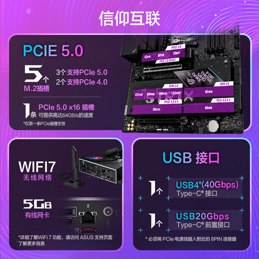 ASUS (ASUS) B840 / B850 Gaming Computer Board Support CPU 7800X3D / 9800X3D / 9900X / 9950X ROG B850-E GAMING WiFi