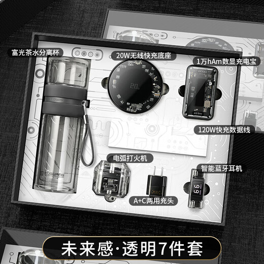 家之禮公司伴手礼商务年会礼品定制高端送员工客户男士电子产品生日礼物 未来感-透明款7件套礼盒