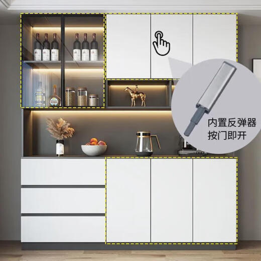 一路雅福2025新款酒柜餐边柜一体壁柜落地靠墙现代简约家用客厅储物柜高柜 白色餐边柜 款14280*40*220[包安装