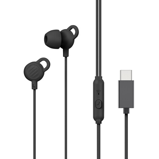 Newmine XL02 typec wired noise reduction soundproofing sleep wire controlled music mobile phone digital headphones in-ear type-c version side sleeping non-ear earplugs Android adapter black