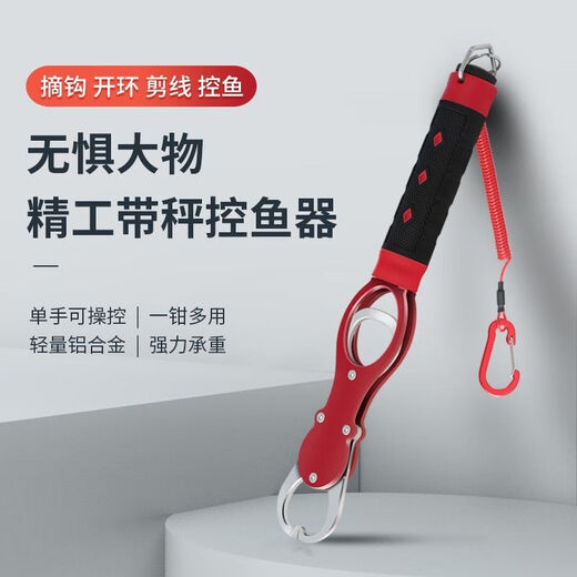 优猎控鱼器带秤多功能铝合金取鱼器控鱼器控鱼钳夹鱼器抓鱼称鱼器渔具 【蓝色带秤】12cm小钳子+失手绳