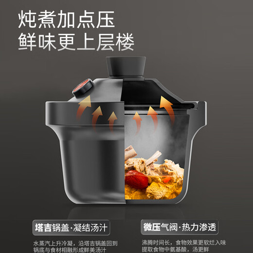 Jiuyang electric stew pot for soup household ceramic electric casserole health pot soup pot multi-functional pot porridge pot purple casserole high temperature porcelain micro-pressure GD407 boiling stew series 4L