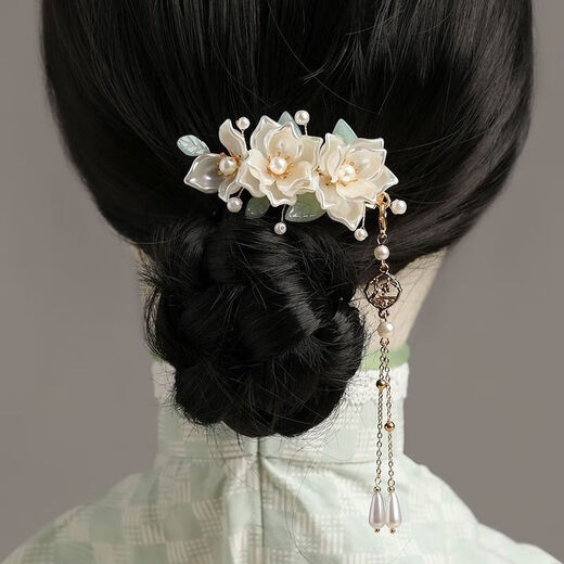 Peerless Love Camellia Hanfu Headdress Tassel Step Shake Hairpin Ancient Style Super Fairy Hair Crown Complete Set of Women's Ancient Costume Hairpin Hairpin Hair Accessories