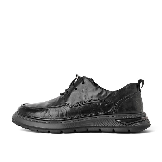 Belle Cool Ya Business Shoes Men's Shopping Mall Same Style Cow Leather Pleated Casual Leather Shoes 8CA01CM3 Black 40 (250mm)