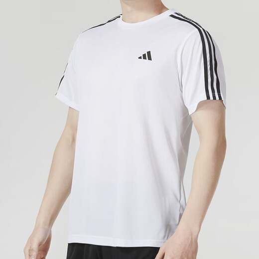 阿迪达斯 （adidas）男子速干健身运动套装 跑步训练服篮足球服短袖T恤透气短裤两件套 IB8151+JE6436/三条纹款 2XL/185
