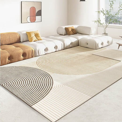 Budis carpet living room carpet bedroom coffee table sofa blanket can be customized Nordic simple modern full-cover thick anti-slip mat cream line popular hot style 200*300CM stain-resistant and anti-static