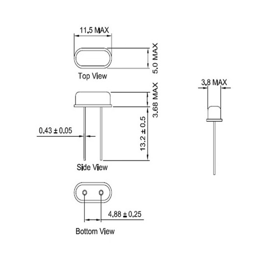 Lanshi HC-49S passive in-line quartz crystal oscillator industrial grade wide temperature resonator 11.0592MHZ (100 pieces)