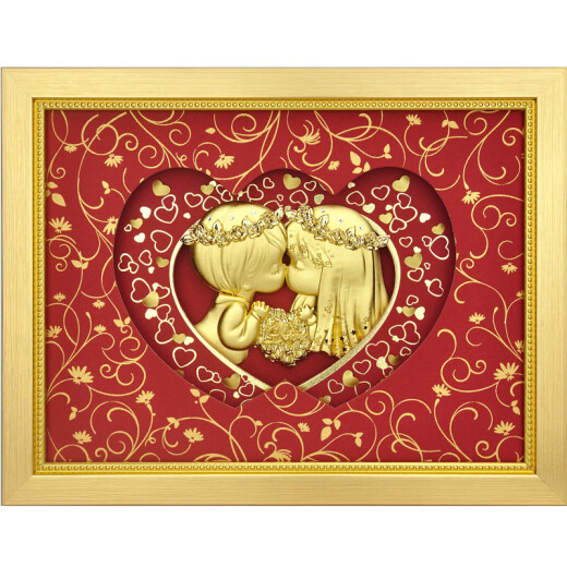 Han Yudi Pavilion gold foil painting ornaments newlyweds high-end gifts for friends and girlfriends practical high-end gifts for lettering custom gifts Small trumpet: festive red model 26*21 cm