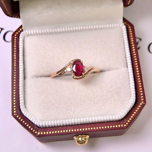 Eba 0.75ct natural pigeon blood red ruby ring colorful 18K gold diamond ring for girlfriend birthday gift ready for size 9-22 leave a message