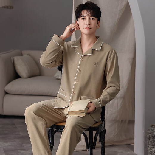 Yalu Pyjamas Herbst und Winter verdickter samtiger langärmeliger Strickjacke für Teenager können warme Hauskleidung außerhalb 01 Q9195 Men xl tragen