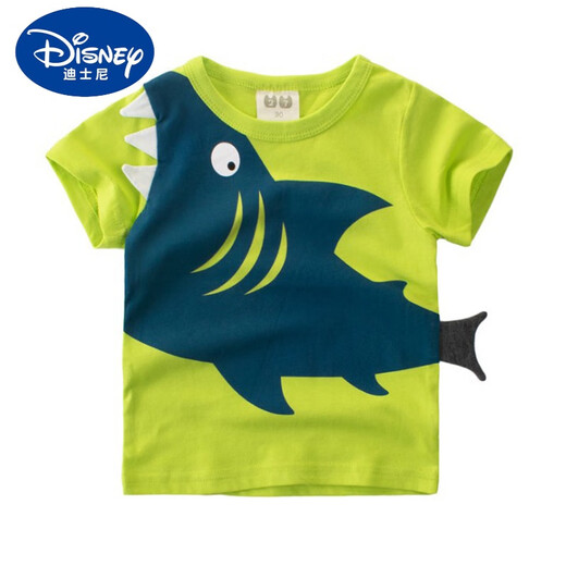 Disney Children's Kurzärärmelte T-Shirt reines Baumwoll 2025 Sommer Neues Jungen Kleidung Baby runder Hals kleiner und mittelgroße Kinder-Cartoon-Top Trendy kurzärmelig 9740 Auto Wasser Blau 120