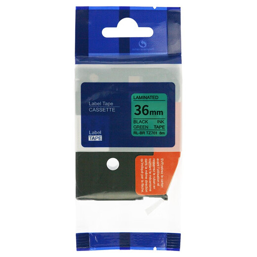 Ett label belt suitable for brother label machine ribbon TZe-Z661 261 161 461 561 label printer ribbon 36mm green background black letter E-Z761*8 simple version