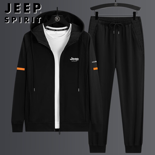 
JEEP SPIRIT Jeep Sweater Men's Set Long Sleeve Men's Spring and Autumn Casual Versatile Fashion Printing Fashion Brand Large Size Loose H673 Blue (Three-piece Set) 5XL