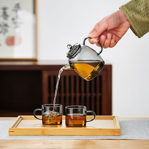 Green Changming glass teapot Kung Fu tea set thickened high temperature resistant teapot single pot with handle small glass pot