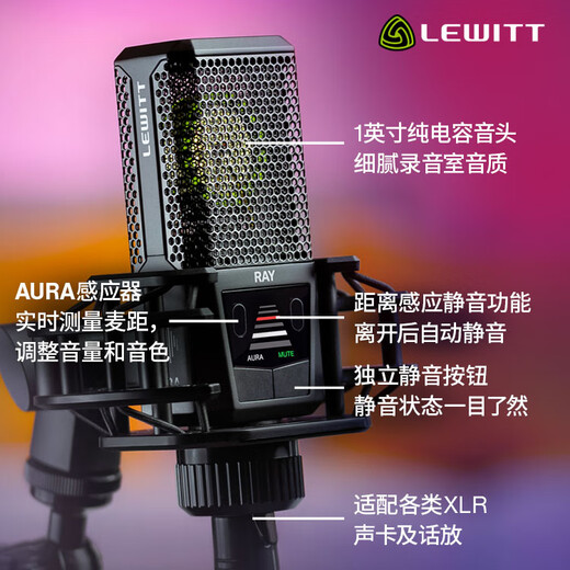 LEWITT RAY live broadcast large diaphragm condenser microphone computer mobile phone universal recording studio equipment anchor LEWITT RAY microphone single product large diaphragm audio equipment