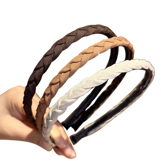 Zuoou's new fabric braided hairband headband, high skull top, face display, small teeth, non-slip, non-slip, versatile hairpins, hairband, dark brown hairband
