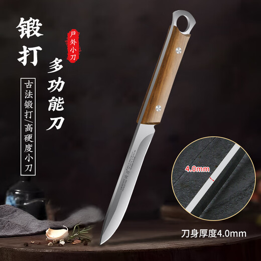 Xingren fruit knife, household kitchen knife, melon and fruit knife, multi-functional knife, outdoor camping peeling knife, eating hand-grip meat knife, solid wood handle