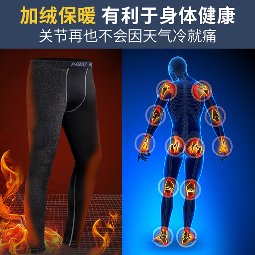 Allen Burton Fitness Clothing Men's Quick-Drying Clothes High-Elastic Sports Tights Bottoming Running Basketball Spring Football Training Compression Pants Three-piece Set - Winter Velvet M (115-130) Jin Jin equals 0.5 kg