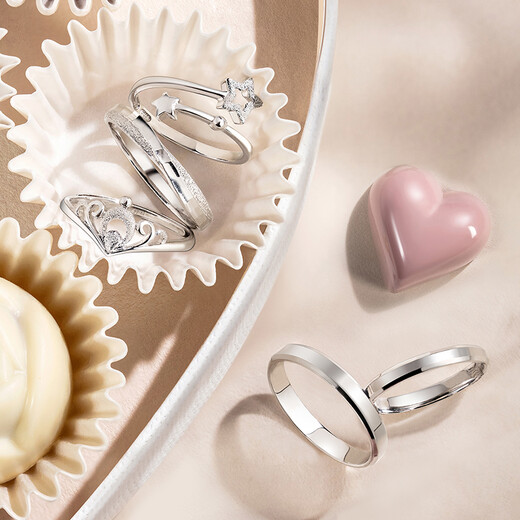 Lukfook Jewelry Platinum 950 True Love as Ever Platinum Ring Couple Wedding Pair Ring Single Price F63TBPR0005 No. 14-3.14g (including labor cost 301 yuan) Women's model