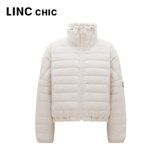 Jin Yujie Spring and Autumn Lightweight Down Jacket Women's Short Loose Stand Collar Light Warm Simple Jacket Y23301016 High Street Gray White XS Suitable for 120Jin Jin equal to 0.5kg or less