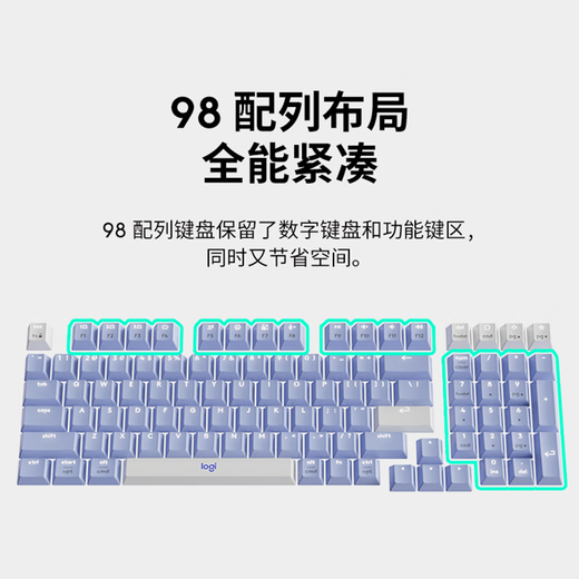 Logitech Amber Series K98M Mechanical Keyboard Wireless Bluetooth Keyboard Dual-Mode Customized Hot Swap Gasket Structure E-Sports Game Office Keyboard Office Supplies WF13B Marble Shaft Black