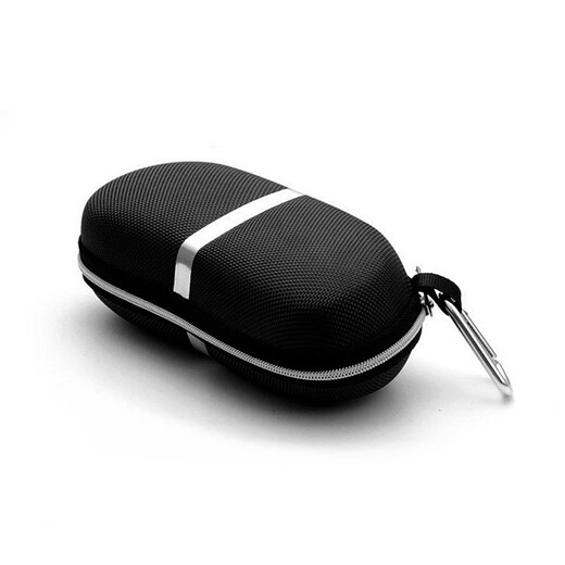 
MINCITY Large Zipper Glasses Case Anti-compression EVA Sun Glasses Zipper Case Silver White Strip Aluminum Hook Black + Glasses Cloth + Cleaning Liquid Large