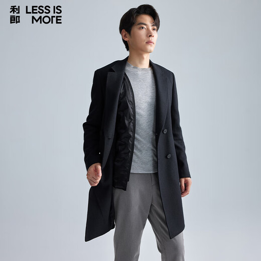 Lilang leichte Mode -Herrenkleidung [Abnehmbar unter dem Strich] Wollmantel Herrenmantel doppelt baced Long warme Wolljacke schwarz 2xl (180)