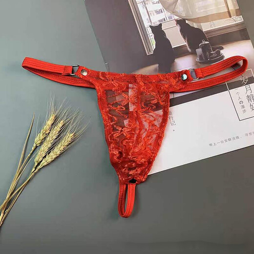 ROSELEX confidential delivery men's sexy adult thong mesh breathable underwear T-shaped pants low waist see-through pink one size fits all