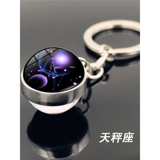 Starry Sky Twelve Constellations Series Key Chain Pendant Creative Couple Gift Men and Women Key Chain School Bag Ornament Crystal Capricorn