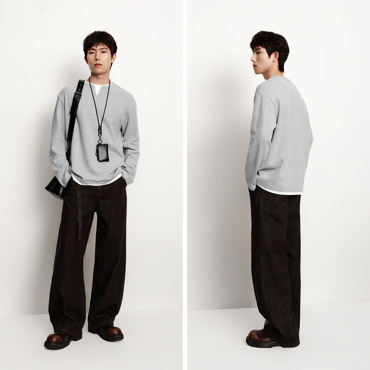 Semir long-sleeved T-shirt men's color matching fake two-piece T-shirt waffle texture top 25 autumn loose and versatile 109725101106