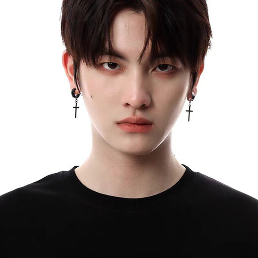 Meng Keduo non-pierced ear clips men's ear bone clip boys men's high-end ear studs ear buckle earrings non-pierced earrings fake cross punk style ear clips 4 pieces