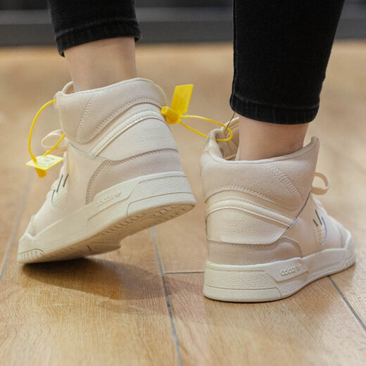 阿迪达斯 （adidas）休闲鞋女鞋夏季新款三叶草运动鞋百搭小白鞋高帮板鞋GZ1585 GZ1585米白浅灰 36.5