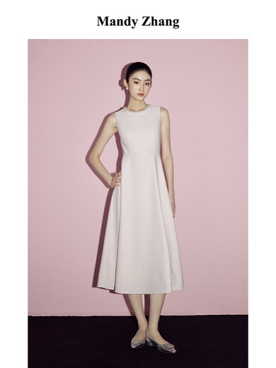 Mandy Zhang French Hepburn Style Robe de fiançailles rose pour femmes Banquet d'été Robe forme