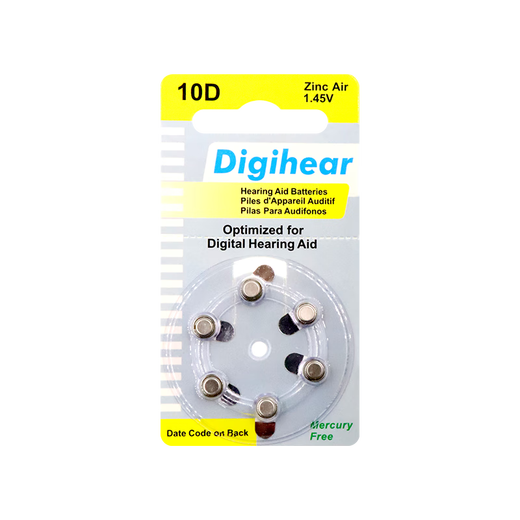 西万博原装助听器电池锌空气A13钮扣电子A10A312A675至力长声 DIGihear10【1板6颗】