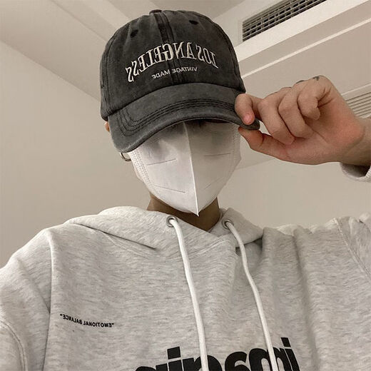 溥畔棒球帽水洗美式防晒帽子大头加深显脸鸭舌帽遮阳加大帽檐牛仔复古 LOS水洗棉-黑灰-遮颧骨 均码 大头围(58-64c)大头福音