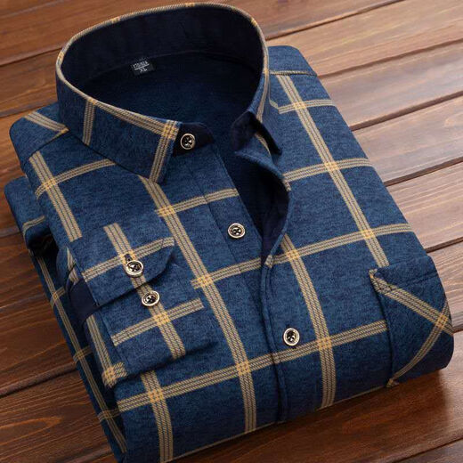 
In autumn and winter high-end men's warm shirt plus velvet thickened long-sleeved shirt dad middle-aged men's clothing 1/2 pieces 8 HB677 One-piece 2XL Suitable for 140Jin [Jin equals 0.5 kg]-159Jin [Jin equals 0.5 kg]