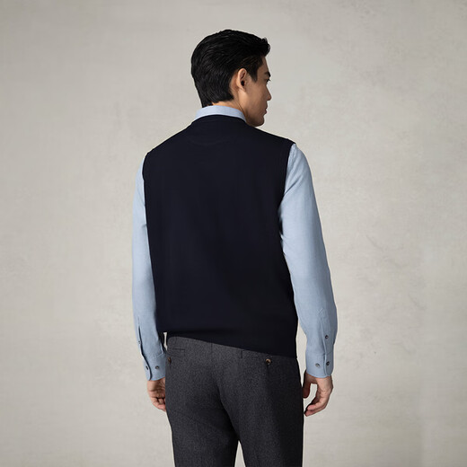 GORNIA men's wool vest pullover wool V-neck business commuting dark blue casual vest for men GBW22338110 dark blue L
