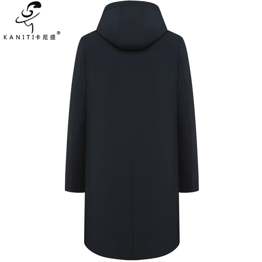 Carniti importiertes Cross Mink Inner Liner Herren-Kapuzenparka-Mantel echtes Lederfell integrierter Nerz mit mittlerer Länge Windbrecher Black + Cross Mink + Mink Sleeve 5xl